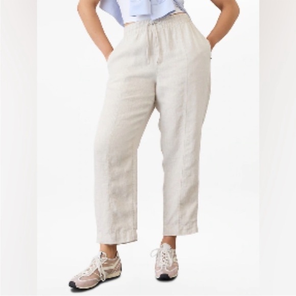 Athleta Retreat High Rise Linen Ankle Pant White Womens Size Large NWOT - Picture 2 of 12